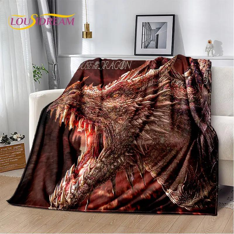 House of The Dragon TV-Film Weiche Plüschdecke, Flanelldecke Überwurfdecke für Wohnzimmer Schlafzimmer Bett Sofa Picknickdecke Kinder