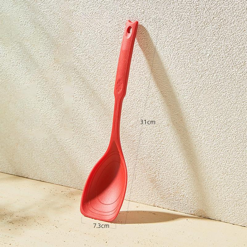 Silicone Cooking Spoon Multifunctional Heat Resistant Shovel with Measuring Scale Long Handle Stir-frying Essential Kitchen Tool