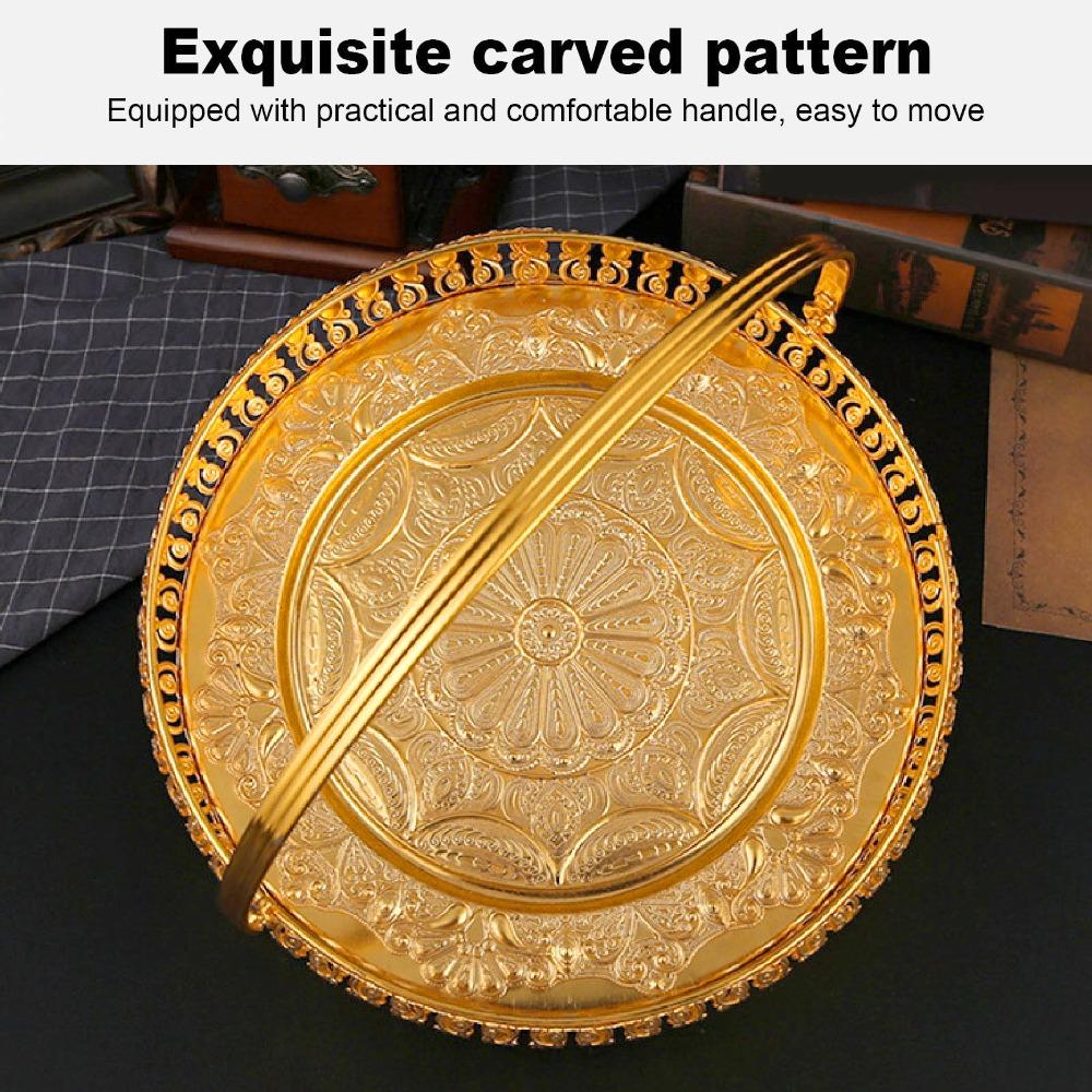 With Handle Dessert Plate Alloy Serving Tray Platters Fruit Tray For Party