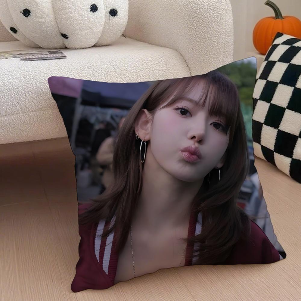 singer cute SSakura Miyawaki Cushion Cover Throw Pillow Cover Hidden Button Durable Polyester Chair Cushion