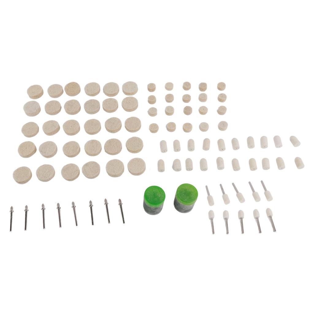 90Pcs Abrasive Soft Felt Wool Polishing Wheel, Total 90 Pieces Wheel, Point, Mandrel Kit for Metal and Nonmetal Materials, Polishing and ing with Smal