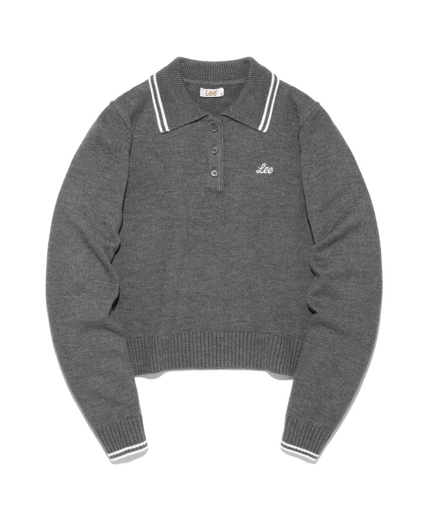 LEE Women Color Block Collar Knit Charcoal