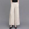 Women's 2025 Summer Cotton Linen Wide-Leg Pants - Simple, Casual, Thin, Loose, Elastic High Waist