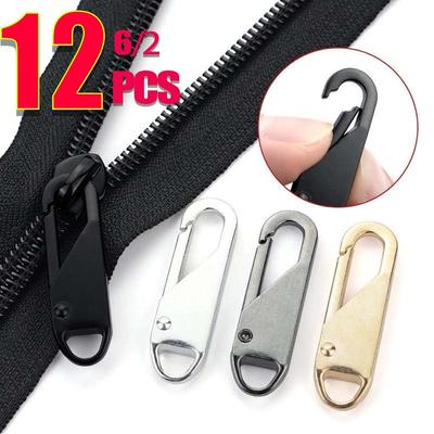 2/6/12pc Zipper Slider Puller Instant Zipper Repair Kit Replacement For Broken Buckle Travel Bag Suitcase Zipper Head DIY Sewing Craft