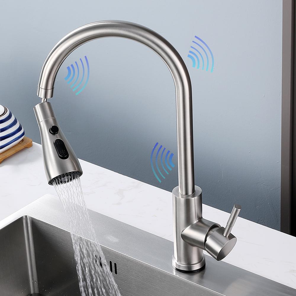 Black Smart Touch Kitchen Faucets Crane For Sensor Kitchen Water Tap Sink Mixer Rotate Touch Faucet Sensor Water Mixer WF-1008