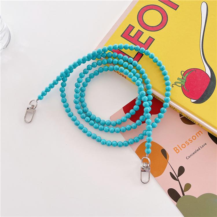 High Quality Fashion Custom Acrylic Beads Plastic Pearl Phone Case Strap, Girl Handmade Beaded Mobile Phone Lanyard Straps Chain