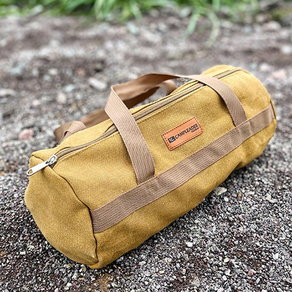 Camping Tool Storage Bag Portable Tent Ground Nail Wind Rope Hammer Pouch Cylinder Large Capacity Handbag Outdoor Accessories