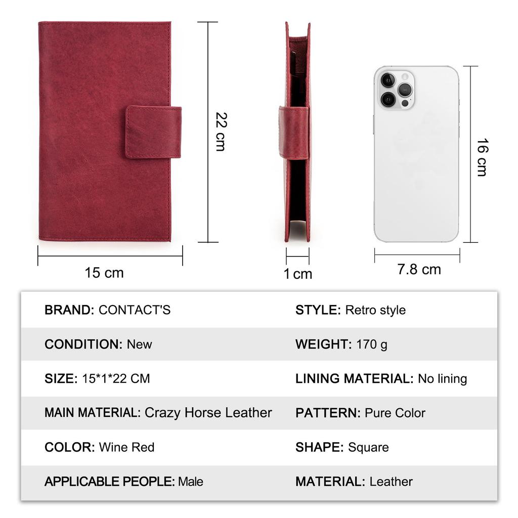 CONTACT'S Hakiki Deri Erkek Clutch Cüzdan Pasaport Tutucu Uzun Çanta Kredi Kartı Yuvası Taşınabilir Kart Çantası Seyahat Cüzdanları