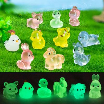 36 Stück Miniatur Leuchtende Tiere DIY Feengarten Dekoration Leuchtende Tierkreiszeichen Ornamente Mikro Landschaft Zubehör