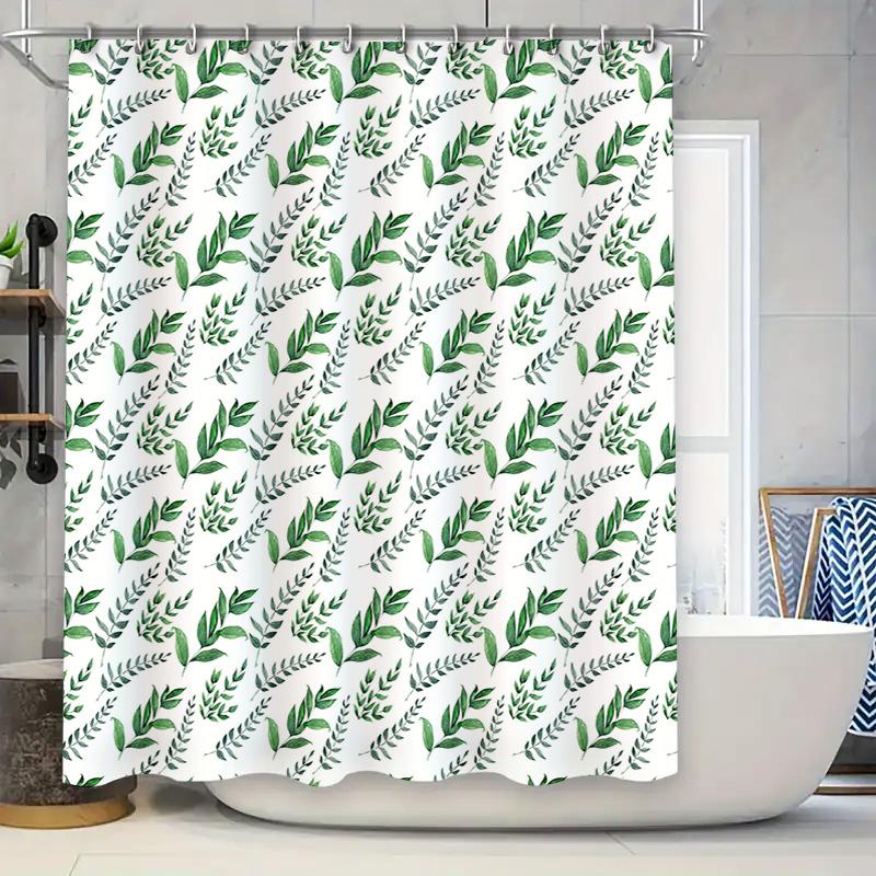 

Greenery Shower Curtain Leaf Print Waterproof Bath Cloth Home Decor Green/White 72X84In 90x180cm