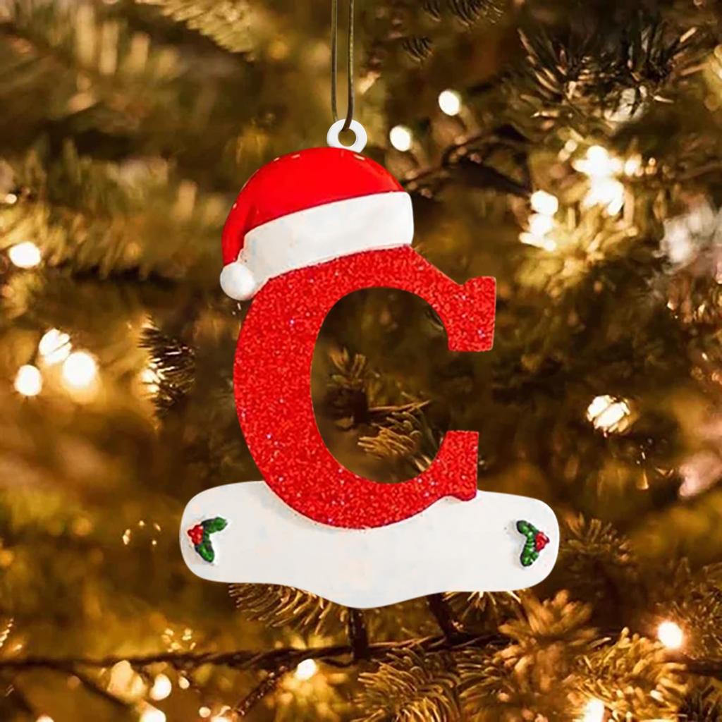 Christmas Tree Decorations 26 English Letters Ornaments DIY Xmas Tree Hanging Decor Single Letter With Christmas Hat