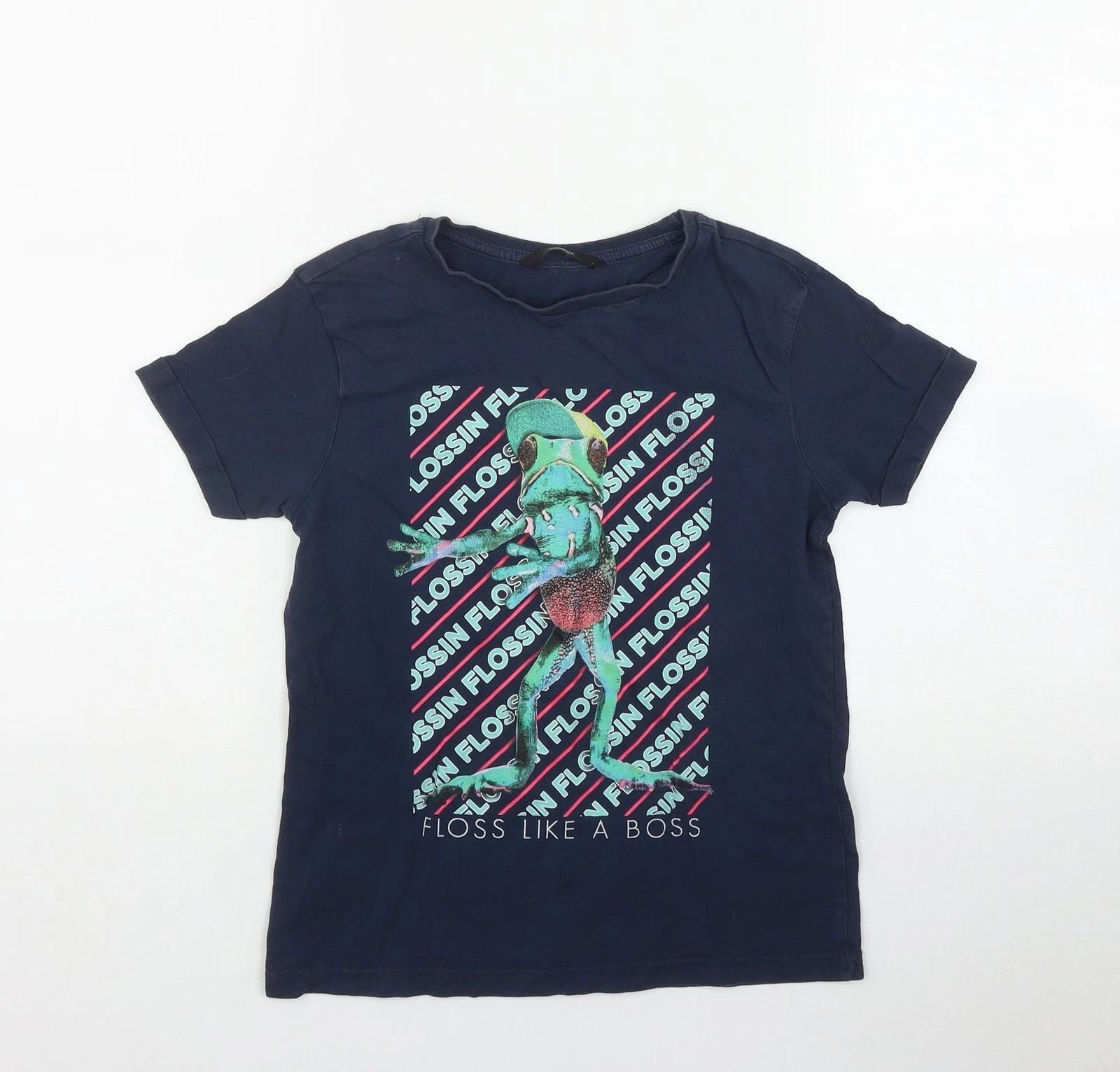 

George Boys Blue Cotton blend T-Shirt Size 8-9 Years - Flossing Frog 110