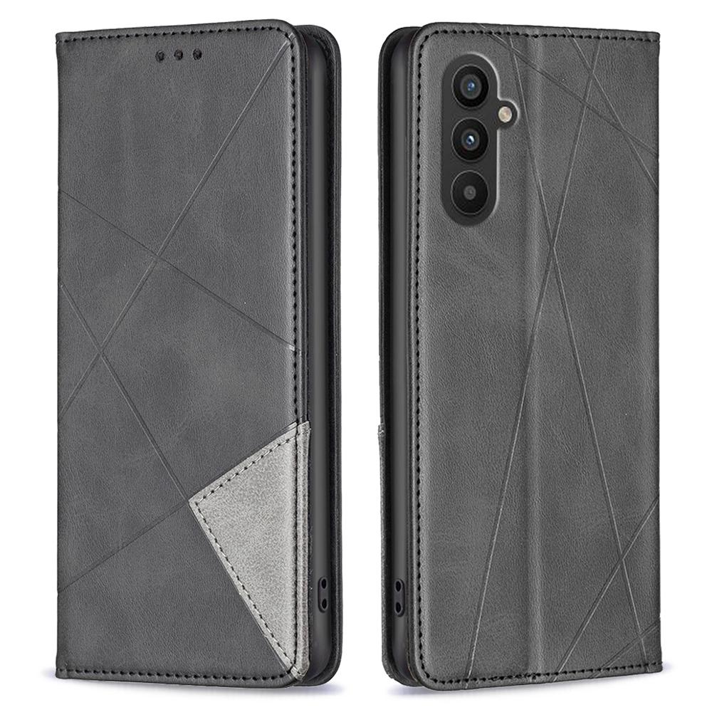 For Samsung Galaxy A24 4G (162.1 x 77.6 x 8.3mm) PU Leather Card Holder Phone Shell Splicing Imprinting Pattern Phone Stand Cover
