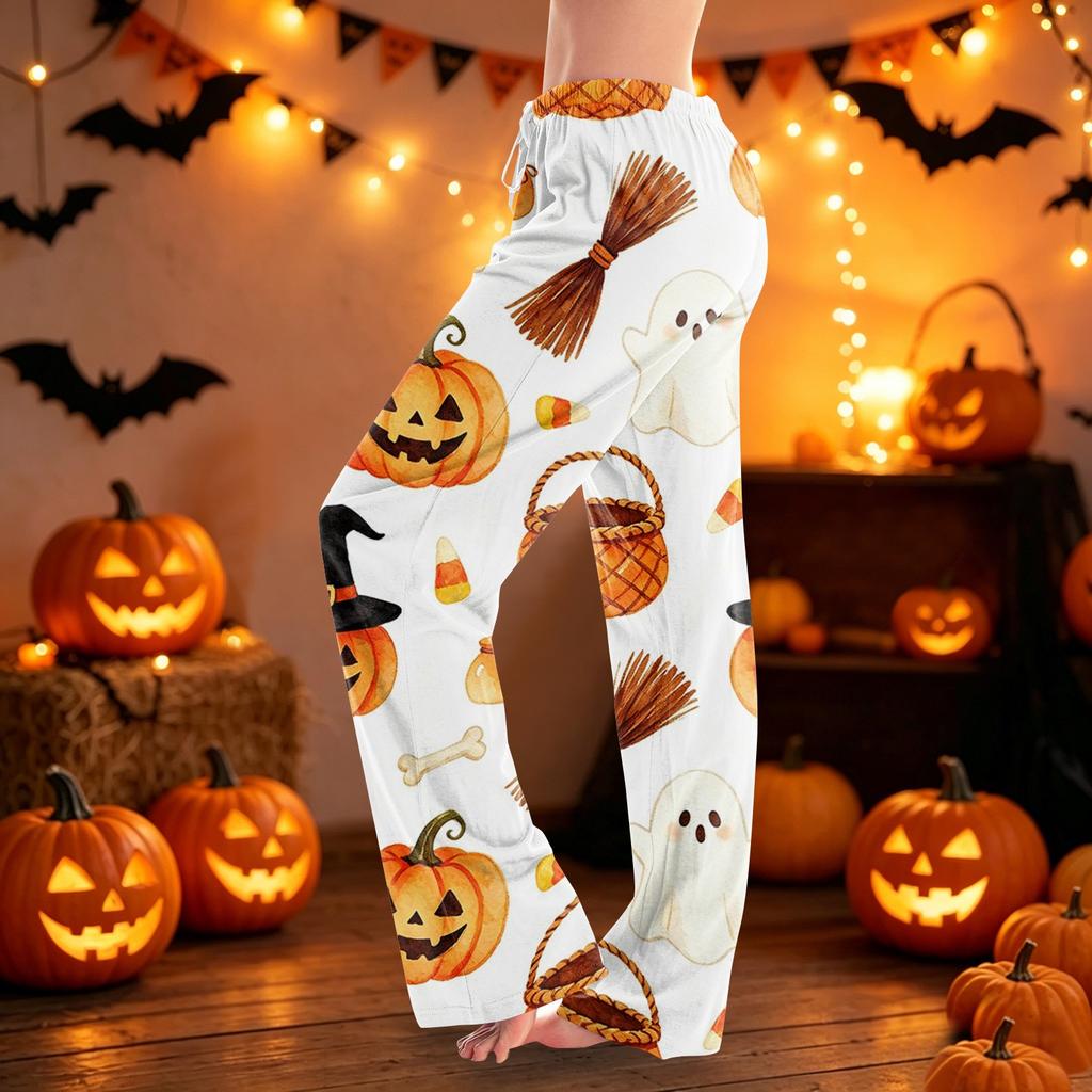 Women's Halloween Print Lounge Pants with Drawstring Waist Casual Pajama Bottoms Comfortable Fit Soft Fabric Relaxed Style