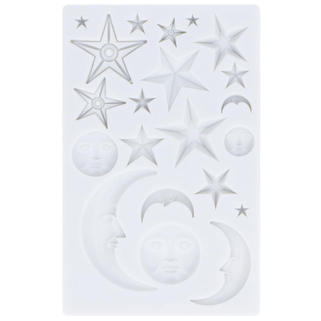 D5 Silicone Fondant Cake Mold Star Moon Face Nonstick Food Grade Silicone Reusable Heat Resistant Odorless Chocolate Home Molds