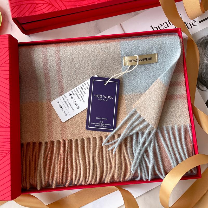 111 cashmere scarf cashmere winter women's double-sided warm blue scarf for mother and girlfriend gift