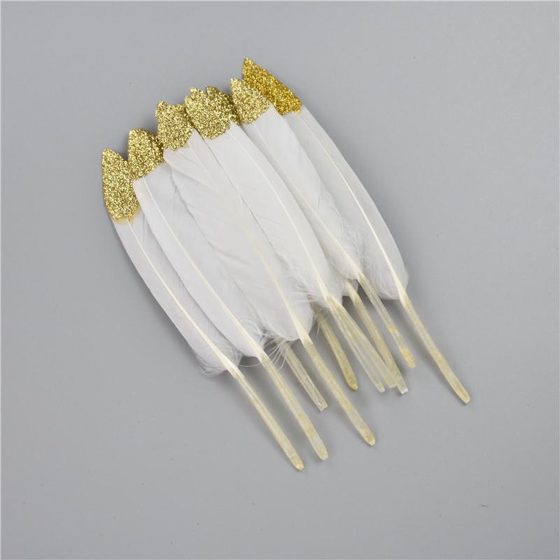 10-15cm/4-6inch Golden Powder Dipped Duck Feathers for Crafts Natural Feather Handicraft Accessories Diy Decoration