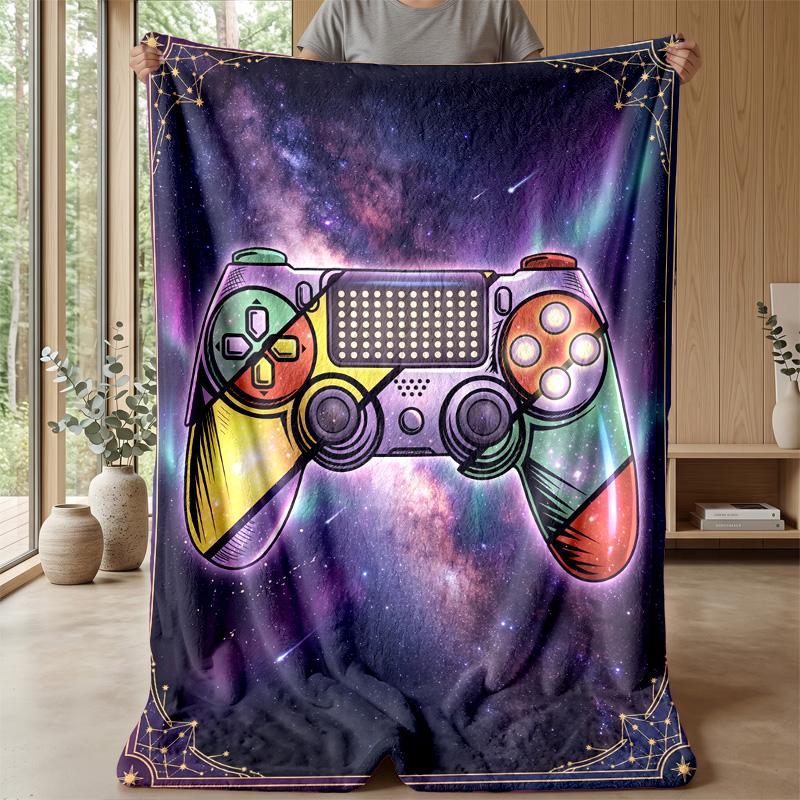 Cosmic Gamepad Art blanket Personalized Name Flannel Blanket Soft Cozy Plush Throw for Sofa Bed Lightweight Home Decor