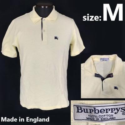 S Polo Shirt 80s-90s Vintage Made In England Men’s M Yellow Beige Cotton(USED)
