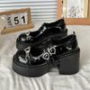 Fashion Sweet Heart-Shaped Buckle Lolita Shoes Women Kawaii Mary Janes shoes Woman Gothic Metal Decoration Chunky Heels Pumps Y2K