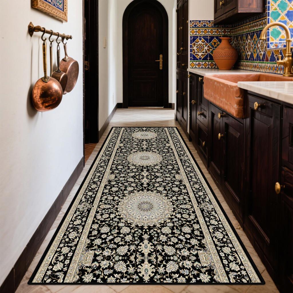 Boho Retro Long Runner Carpets Home Decoration Kitchen Entryway Non-slip Rug Bedroom Living Room Corridor Floor Mat Easy Clean