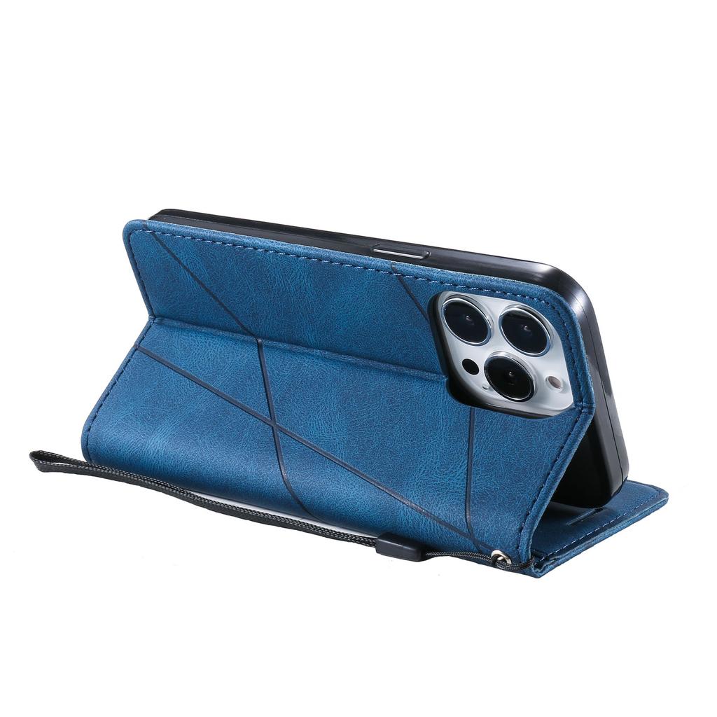 Für iPhone 15 Pro Magnetische Hülle Splicing Design Brieftasche Ständer Handyhülle