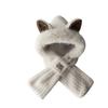 Winter little fox ears plush hat women's scarf integrated warm one piece plush thickened scarf cold two