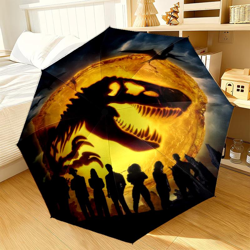 Dinosaur Moonlit Adventure Umbrella 8-Frame for Travel, camping, Casual Lightweight Portable Umbrella, Essential for every family Holidays Gift