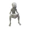 yangyizhi 3D Printed Reading Alien Ornament, Creative Sitting Sculpture, Resin Collectible Figures Desktop Office Study