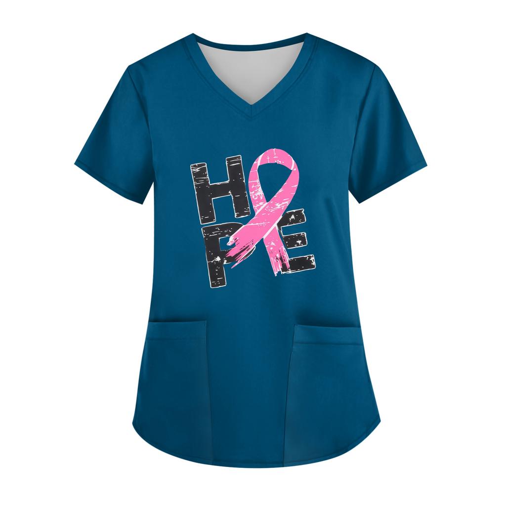 Women's V-Neck Short-Sleeve Pocketed Top With Side Slit