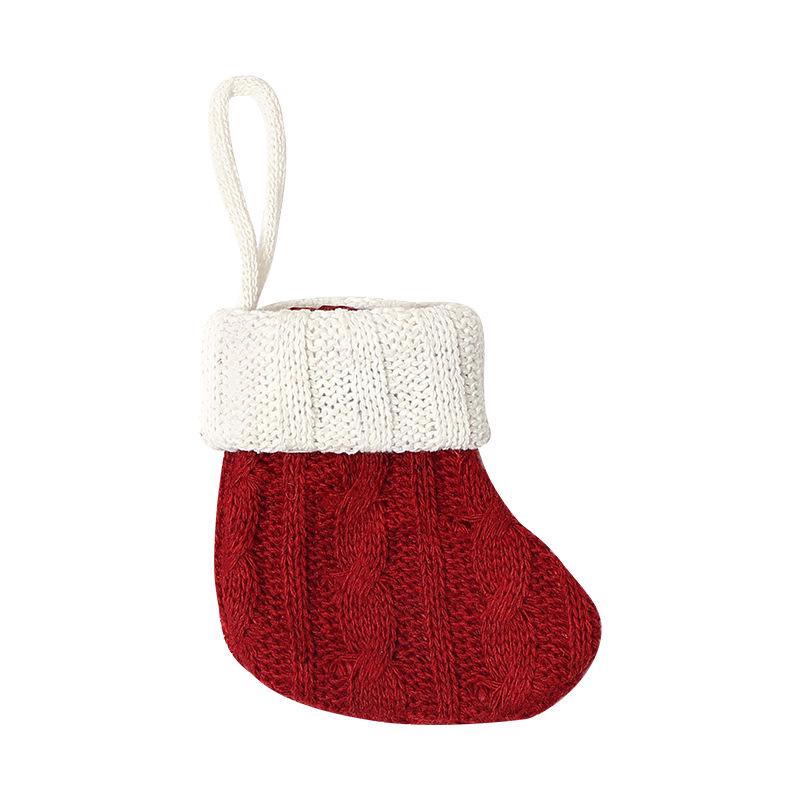 Green Knitted Small Christmas Stocking for Home Decoration and Mall Window Display