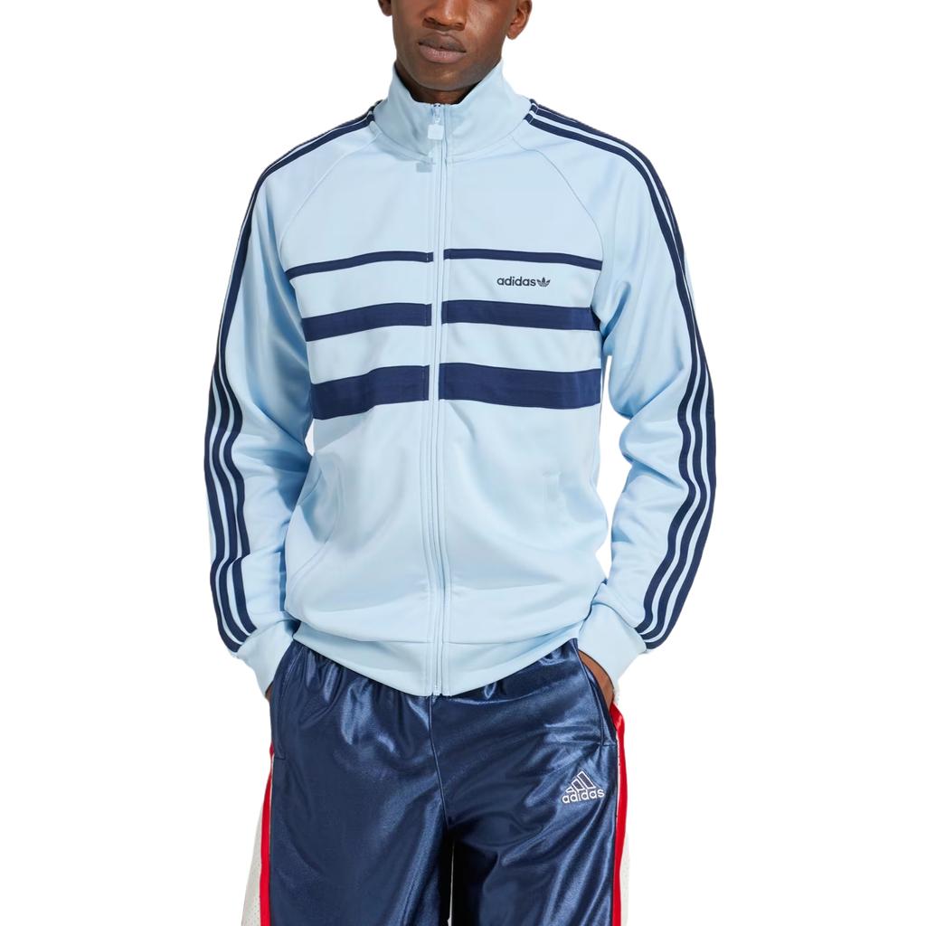 Adidas Originals The First Comfortable Versatile Fashion Skin-Friendly Solid Color Striped Jacket Men Jacket Blue JP1042