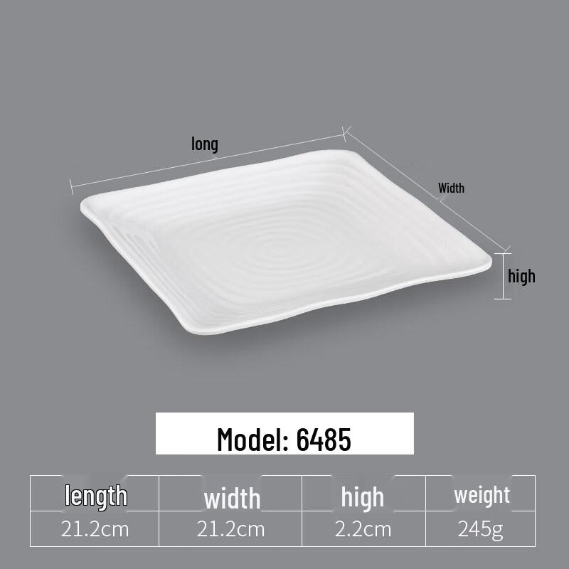 White Melamine Square Divided Plates - 5 Pack