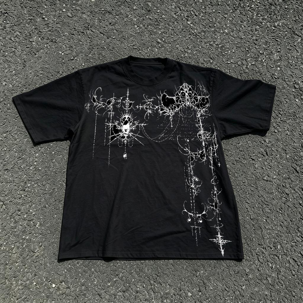 Klassischer Y2K Gothic Stil High Street T-Shirt Druck Oversized T-Shirt Harajuku Rundhals Baumwoll Tops 2026 Sommer Unisex Unisex Tops