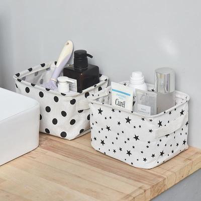 Star Fabric Storage Basket - Small Cotton & Linen Desktop Organizer