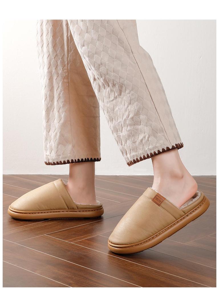 2025 New Unisex Cotton Slippers - Thick Bottom, Plush Lining, Non-slip, Waterproof for Indoor Autumn/Winter Wear