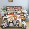 Cute Cat Bedding Set 2-3Pcs Bedroom Quilt Cover Set Single Double Size Polyester Duvet Cover Pillowcase for Adult Boy Girl