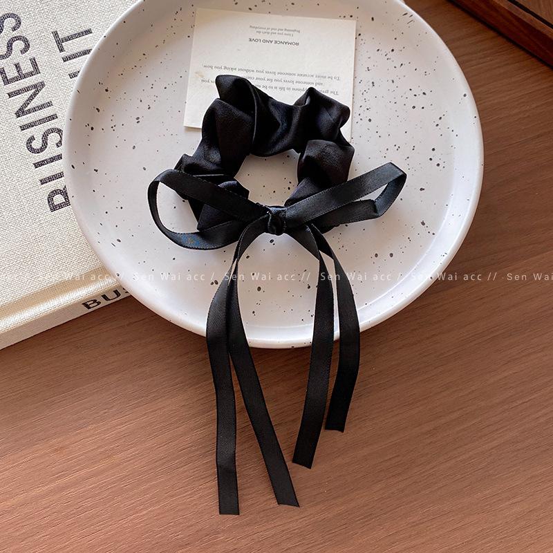 

Small fresh and sweet satin streamer hair band cream bow French cute girl headband hair