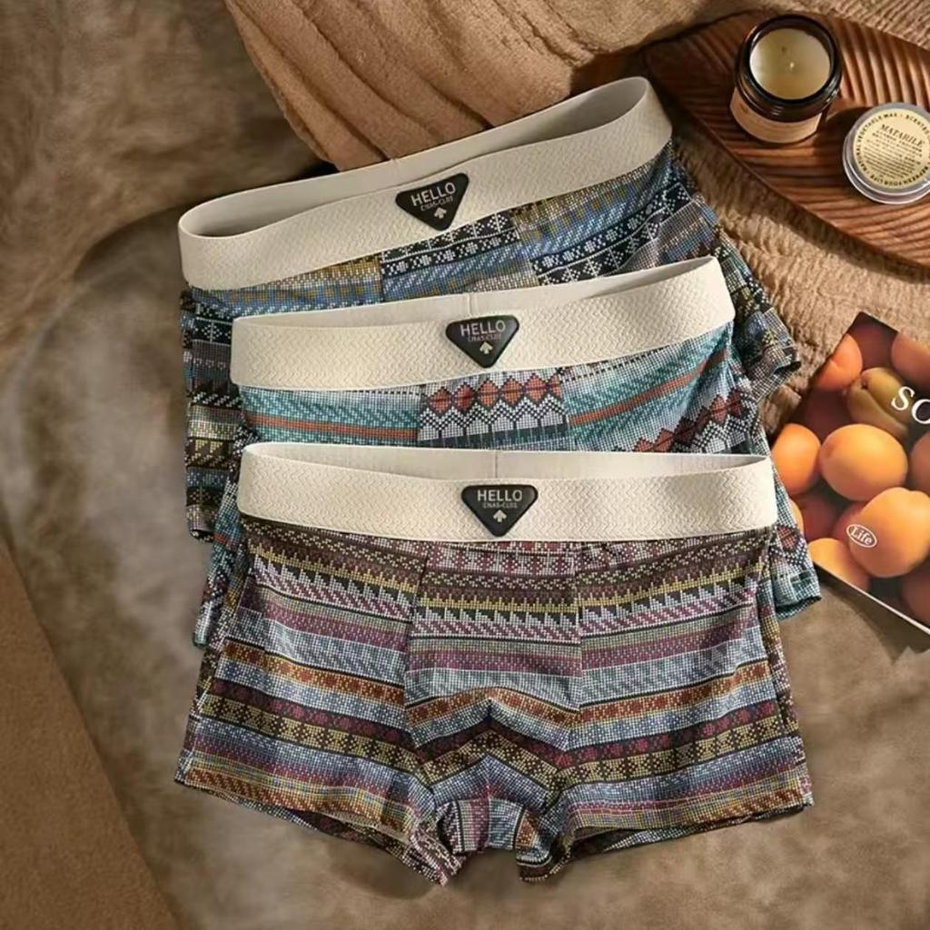 Men's Retro Ethnic Style Breathable Boxer Briefs - Comfortable Printed Shorts