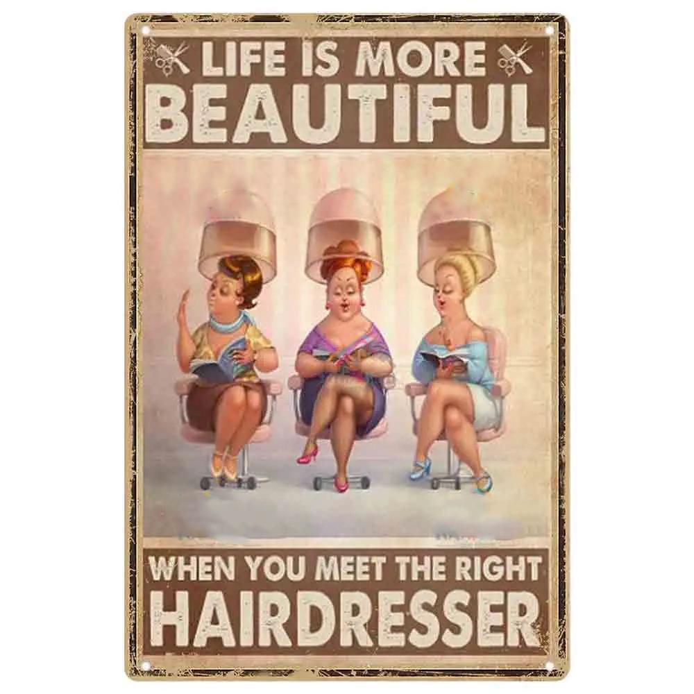Vintage Kuaför Metal Teneke Tabelalar Kuaför Metal Posterleri Berber Dükkanı Güzellik Salonu Ev Kahve için