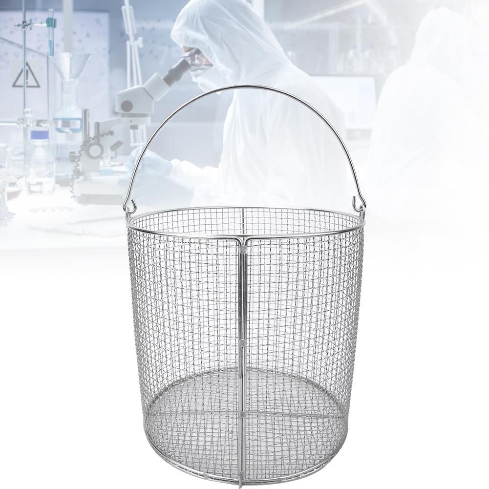 Stainless Steel Instrument Sterilization Basket Case Lab Supplies with HandleRound 150x150x150mm