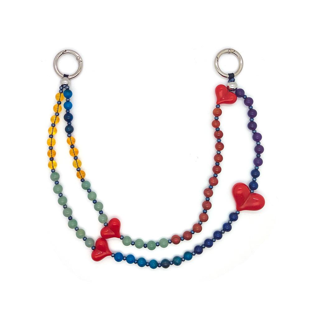 Handmade Woven Acrylic Beaded Heart Pendant: Stylish Versatile Bag Charm
