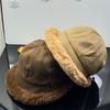 New Thickened Hanging Mask Cold Basin Hat Winter Plush Mongolian Hat Outdoor Warm Hat Women's Plush Bucket Hat