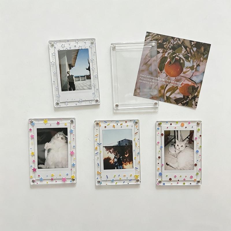 Magnetic 3 Inch Photo Frame Refrigerator Sticker Star Wave Dot Pattern Fridge Magnet for Holiday Souvenir Display