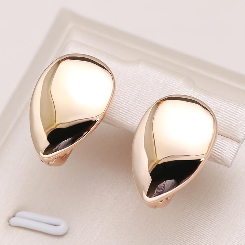 Glossy Dangle Earrings  Rose Gold Color Simple Water Drop Earrings For Women High Quality Daily Fine Jewelry