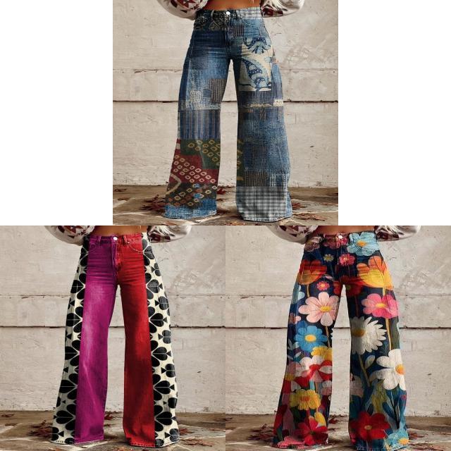 Denim Jeans With 3d Floral Print For Teen Girls Casual Wear