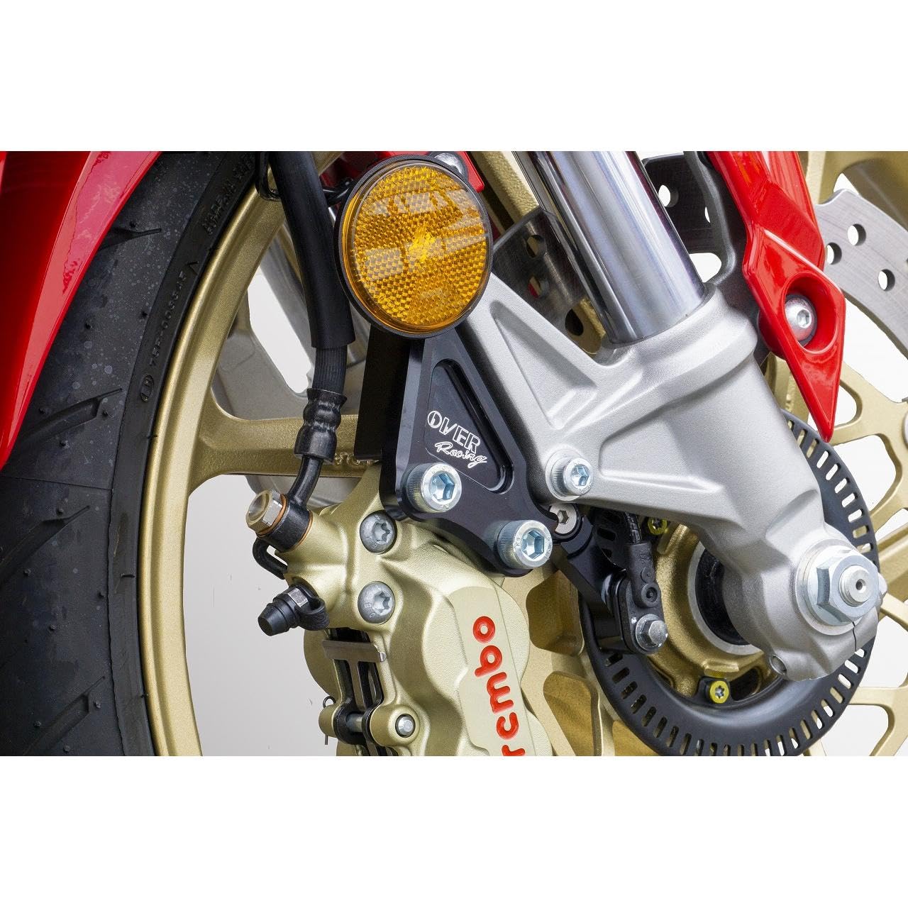 Over Racing Front Caliper Support, Black, Brembo 4P, CBR250RR 83-021-11B