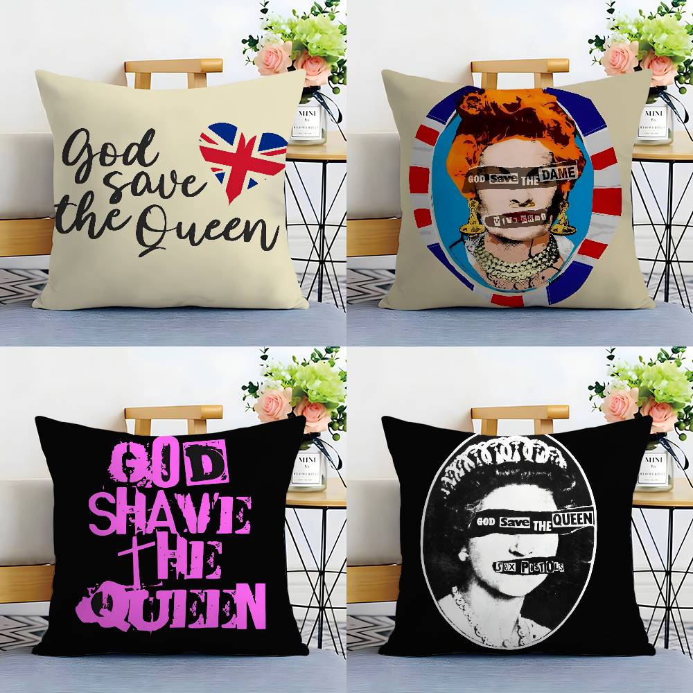 Brand S-Save the Queen Pillow Case Plush Fabric Soft Double Sided Print Home Sofa High Quality Cushion Cover Throw