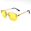 Vintage Rivet Metal Material Rimless Sunglasses Women For Men Square Sun Eyeglasses Punk Luxurious Brand Style Designer Popular Gradient Glasses
