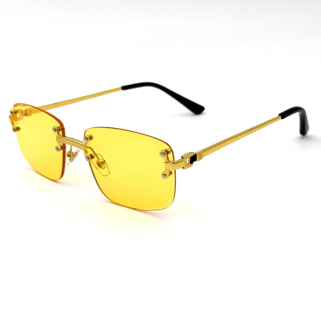 Vintage Rivet Metal Material Rimless Sunglasses Women For Men Square Sun Eyeglasses Punk Luxurious Brand Style Designer Popular Gradient Glasses